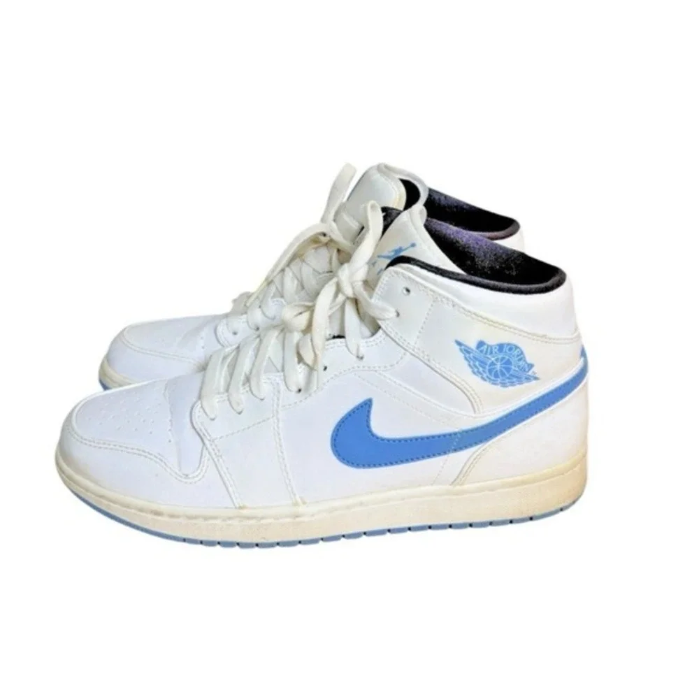Nike Air Jordan 1 Mid Mens 11 Pre-Owned Sneakers White Legend Blue 554724-127